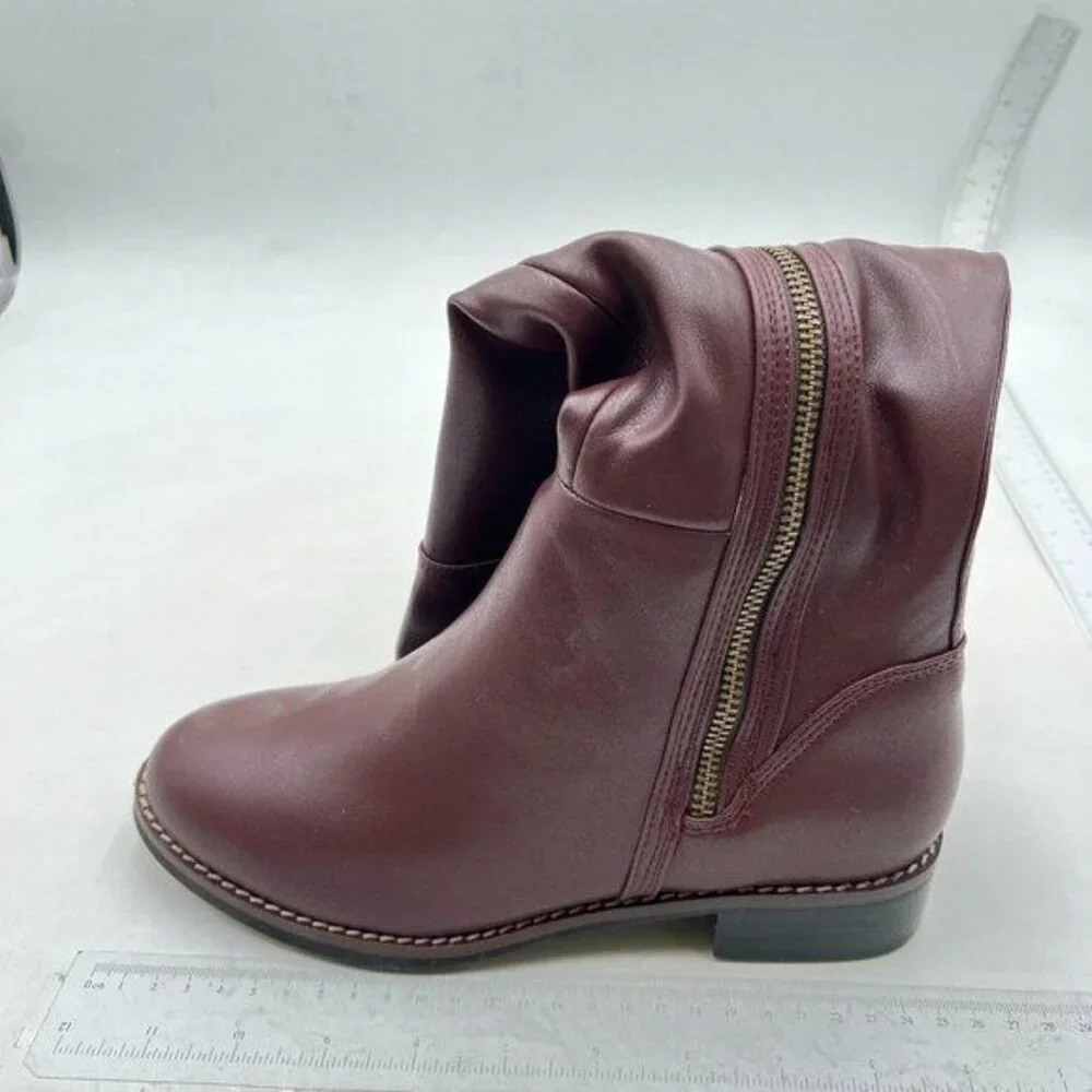 Women's Knee High Riding Boots Comfortable Low Chunky Heel Boots Brown Boots